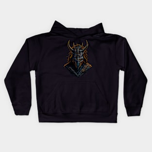 Cyberpunk Ninja Samurai Mask with Horns Shinobi Japanese Design Kids Hoodie